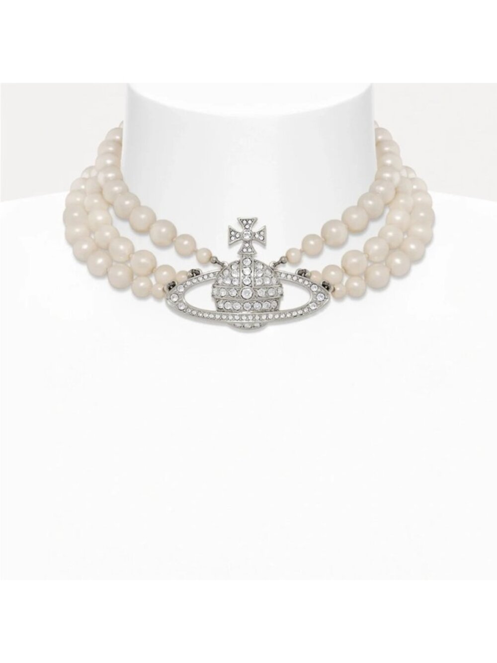 Vivienne Westwood Women's Three Row Pearl Choker - Platinum/Crystal